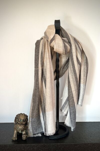 Beige-greish stripe shawl